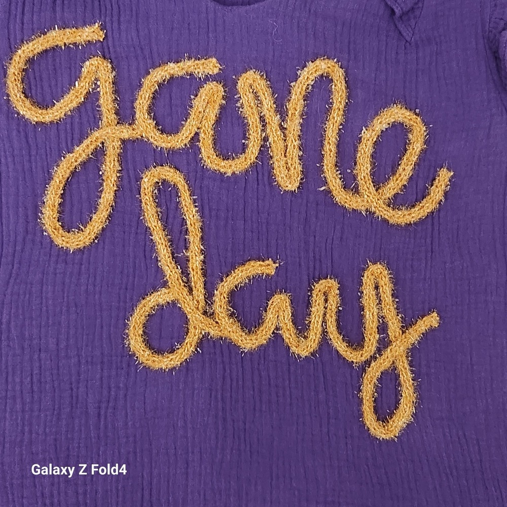 BiBi Game Day Purple Cotton Gauze Ruffle Sleeve Tank Top Small IP6659-09 - Picture 5 of 6